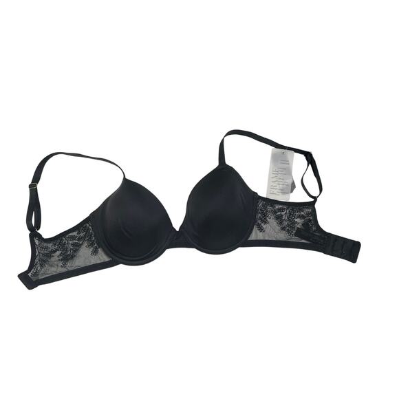 Natori Frame Black Bra Size 32D Style 723310 Contour Underwire Intricate Lace - Picture 1 of 8